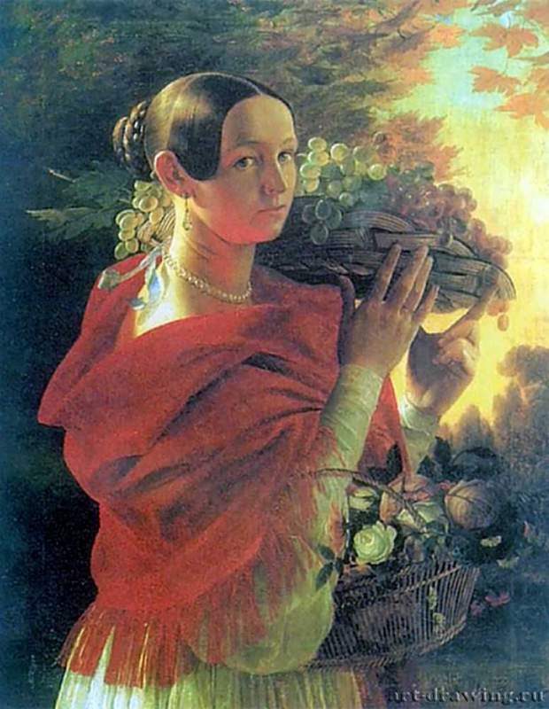 Портрет молодой женщины с корзиной. 1835 - МаслоРоссия